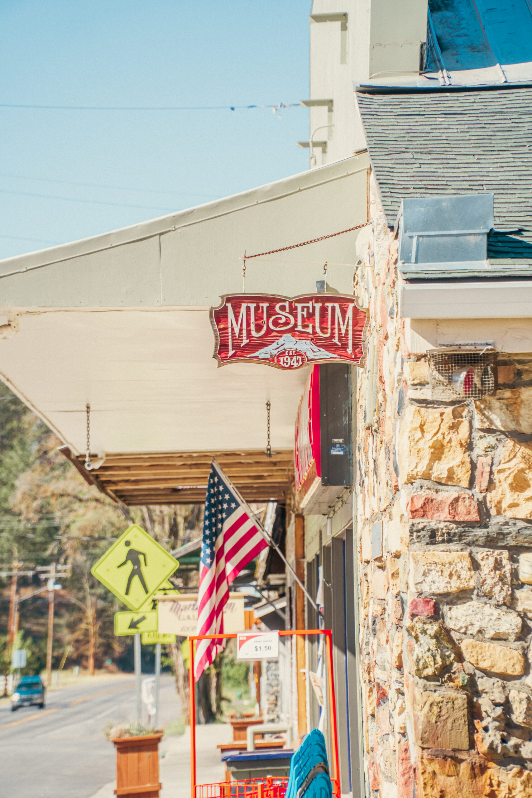 Fort Jones Museum, the "biggest little museum," incorporates historic millstones in its exterior.